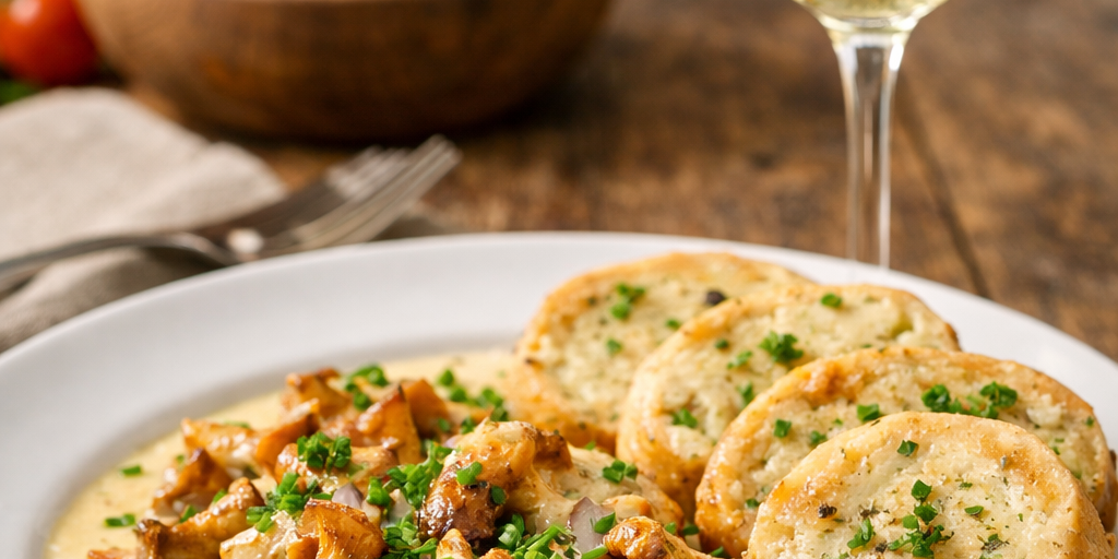Eierschwarmerl mit Knödel